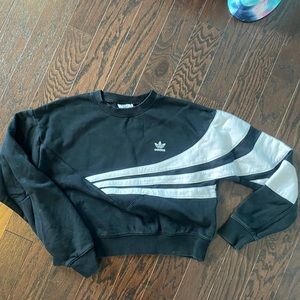 black and white crop adidas crewneck sweatshirt